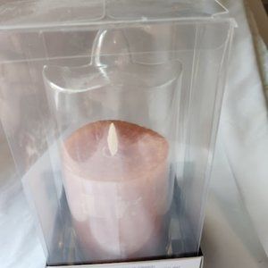 Luminara Moving Flame Pillar Flameless LED Candle, Scalloped Edge Real Wax 4"H